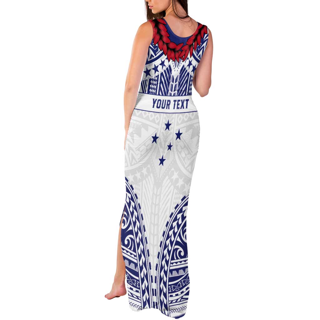 Personalised Toa Samoa Rugby Spirit Tank Maxi Dress White Samoan Tribal Pattern - Polynesian Pride