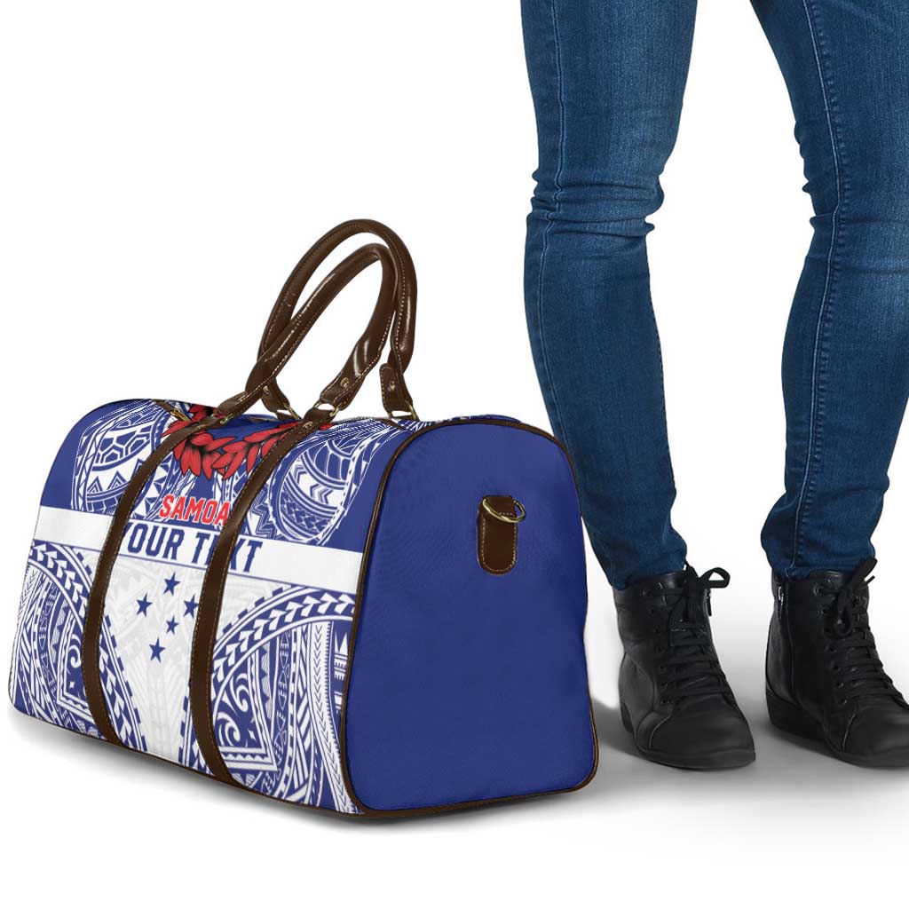 Personalised Toa Samoa Rugby Spirit Travel Bag White Samoan Tribal Pattern - Polynesian Pride