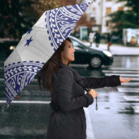 Personalised Toa Samoa Rugby Spirit Umbrella White Samoan Tribal Pattern - Polynesian Pride