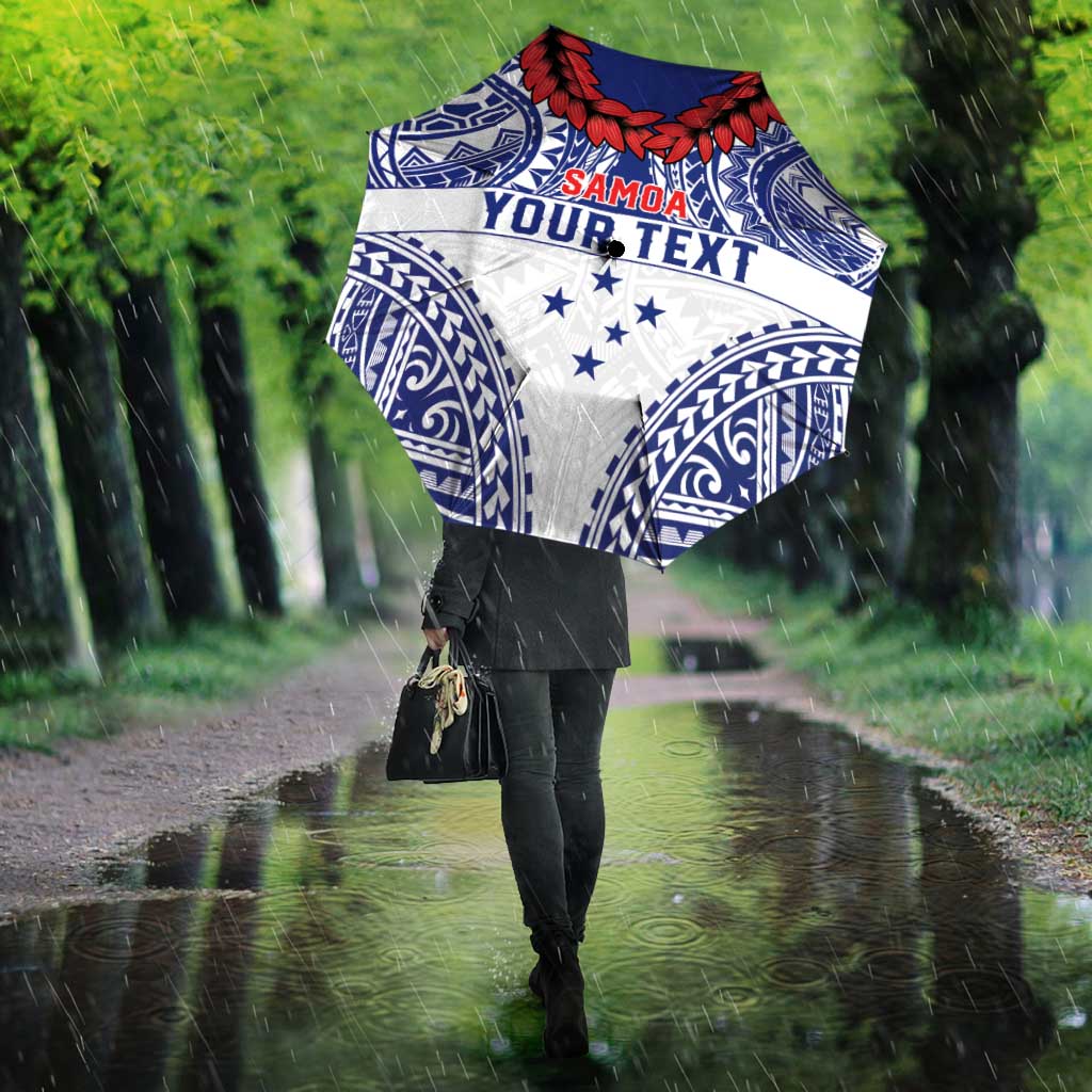 Personalised Toa Samoa Rugby Spirit Umbrella White Samoan Tribal Pattern - Polynesian Pride