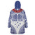 Personalised Toa Samoa Rugby Spirit Wearable Blanket Hoodie White Samoan Tribal Pattern - Polynesian Pride