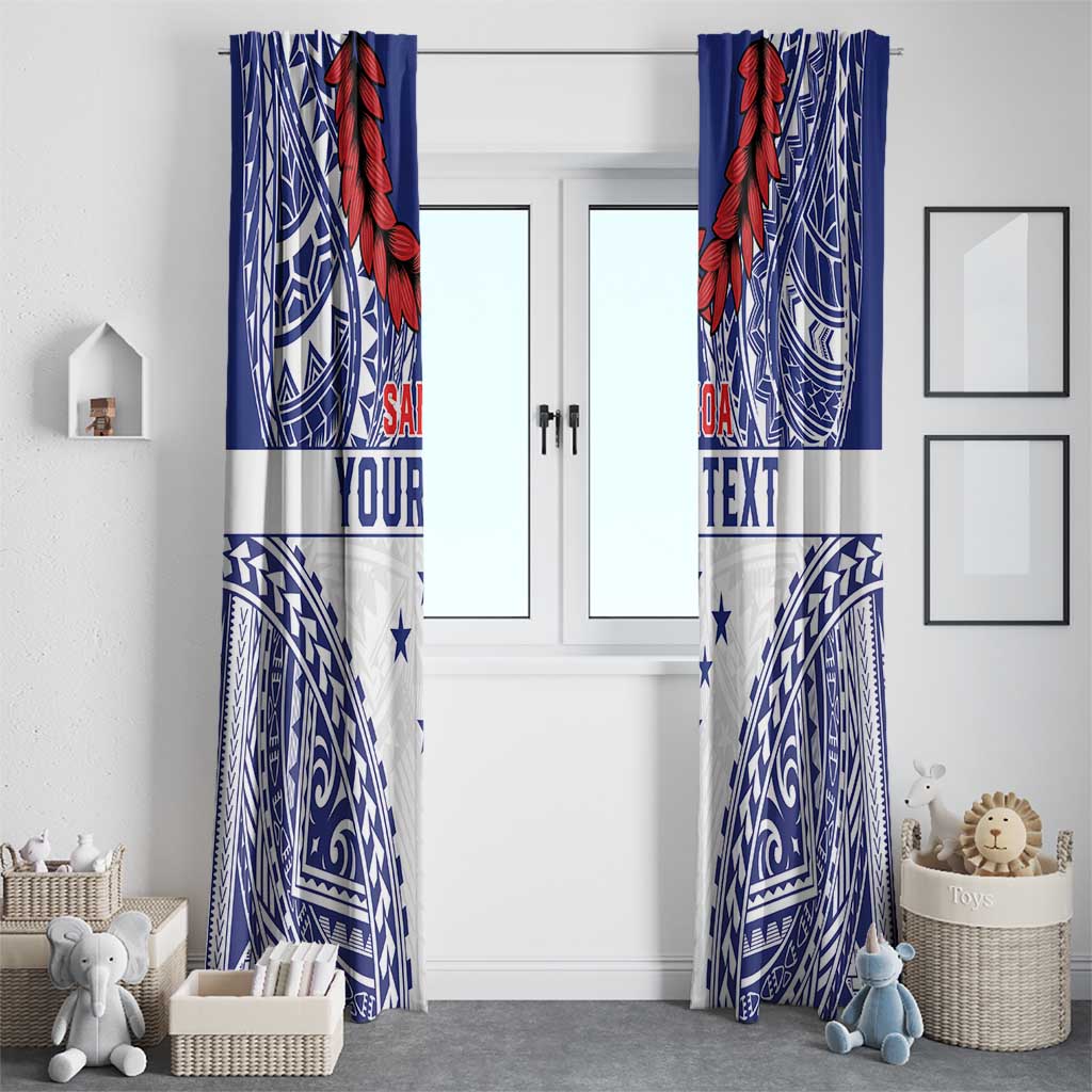 Personalised Toa Samoa Rugby Spirit Window Curtain White Samoan Tribal Pattern - Polynesian Pride