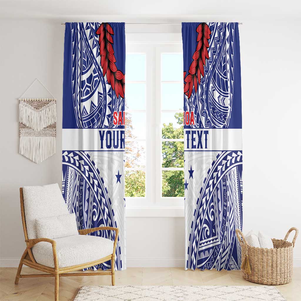 Personalised Toa Samoa Rugby Spirit Window Curtain White Samoan Tribal Pattern - Polynesian Pride