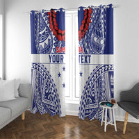 Personalised Toa Samoa Rugby Spirit Window Curtain White Samoan Tribal Pattern - Polynesian Pride