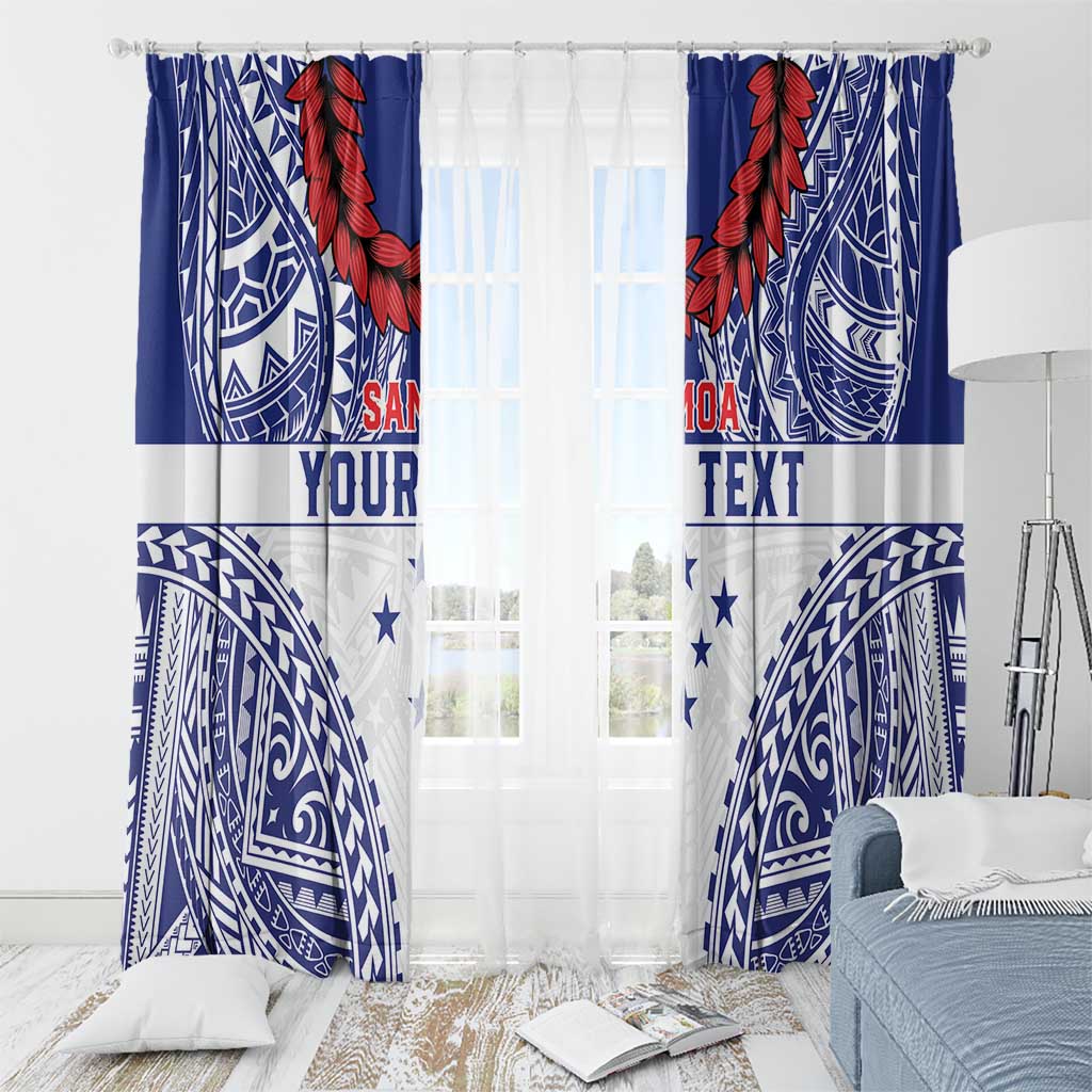 Personalised Toa Samoa Rugby Spirit Window Curtain White Samoan Tribal Pattern - Polynesian Pride