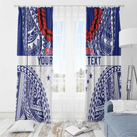 Personalised Toa Samoa Rugby Spirit Window Curtain White Samoan Tribal Pattern - Polynesian Pride