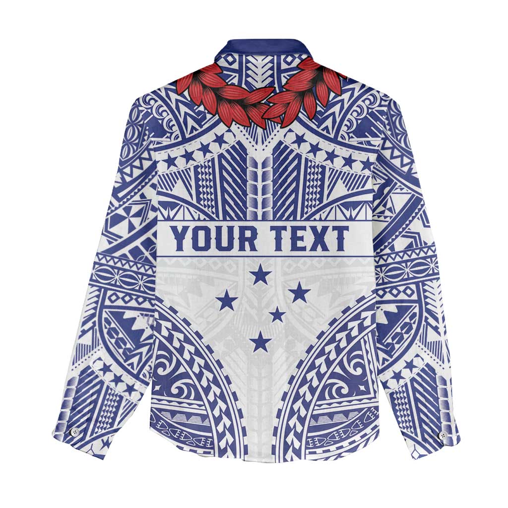 Personalised Toa Samoa Rugby Spirit Women Casual Shirt White Samoan Tribal Pattern - Polynesian Pride