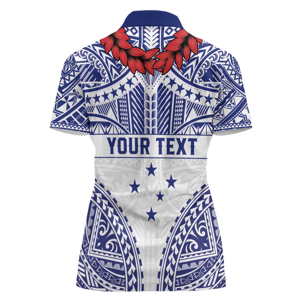 Personalised Toa Samoa Rugby Spirit Women Polo Shirt White Samoan Tribal Pattern - Polynesian Pride