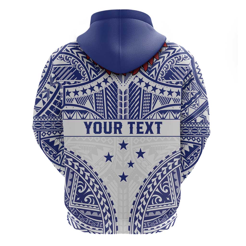 Personalised Toa Samoa Rugby Spirit Zip Hoodie White Samoan Tribal Pattern - Polynesian Pride
