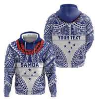 Personalised Toa Samoa Rugby Spirit Zip Hoodie White Samoan Tribal Pattern - Polynesian Pride