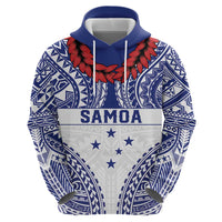 Personalised Toa Samoa Rugby Spirit Zip Hoodie White Samoan Tribal Pattern - Polynesian Pride