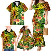Polynesia Family Matching Mermaid Dress and Hawaiian Shirt Pasifika Tribal with Tropical Flowers LT9 - Polynesian Pride