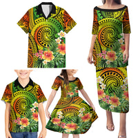 Polynesia Family Matching Puletasi Dress and Hawaiian Shirt Pasifika Tribal with Tropical Flowers LT9 - Polynesian Pride