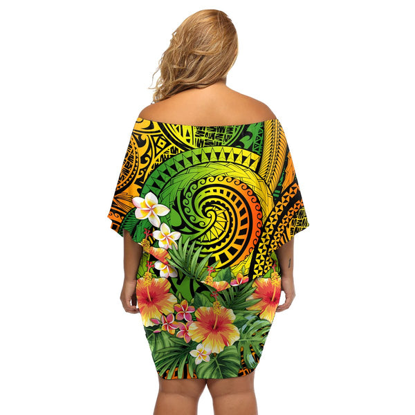 French Polynesia Off Shoulder Long Dress Happy Internal Autonomy Day Special Version main image 1