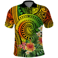 Polynesia Polo Shirt Pasifika Tribal with Tropical Flowers LT9 Reggae - Polynesian Pride
