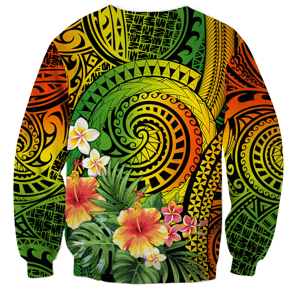 Polynesia Sweatshirt Pasifika Tribal with Tropical Flowers LT9 - Polynesian Pride