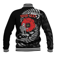 ANZAC Day Aotearoa Silver Fern Maori Personalised Baseball Jacket