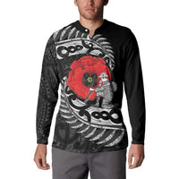 ANZAC Day Aotearoa Silver Fern Maori Personalised Button Sweatshirt