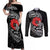 ANZAC Day Aotearoa Silver Fern Maori Personalised Couples Matching Off Shoulder Maxi Dress and Long Sleeve Button Shirt