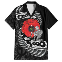 ANZAC Day Aotearoa Silver Fern Maori Personalised Family Matching Long Sleeve Bodycon Dress and Hawaiian Shirt LT9 Dad's Shirt - Short Sleeve Black - Polynesian Pride