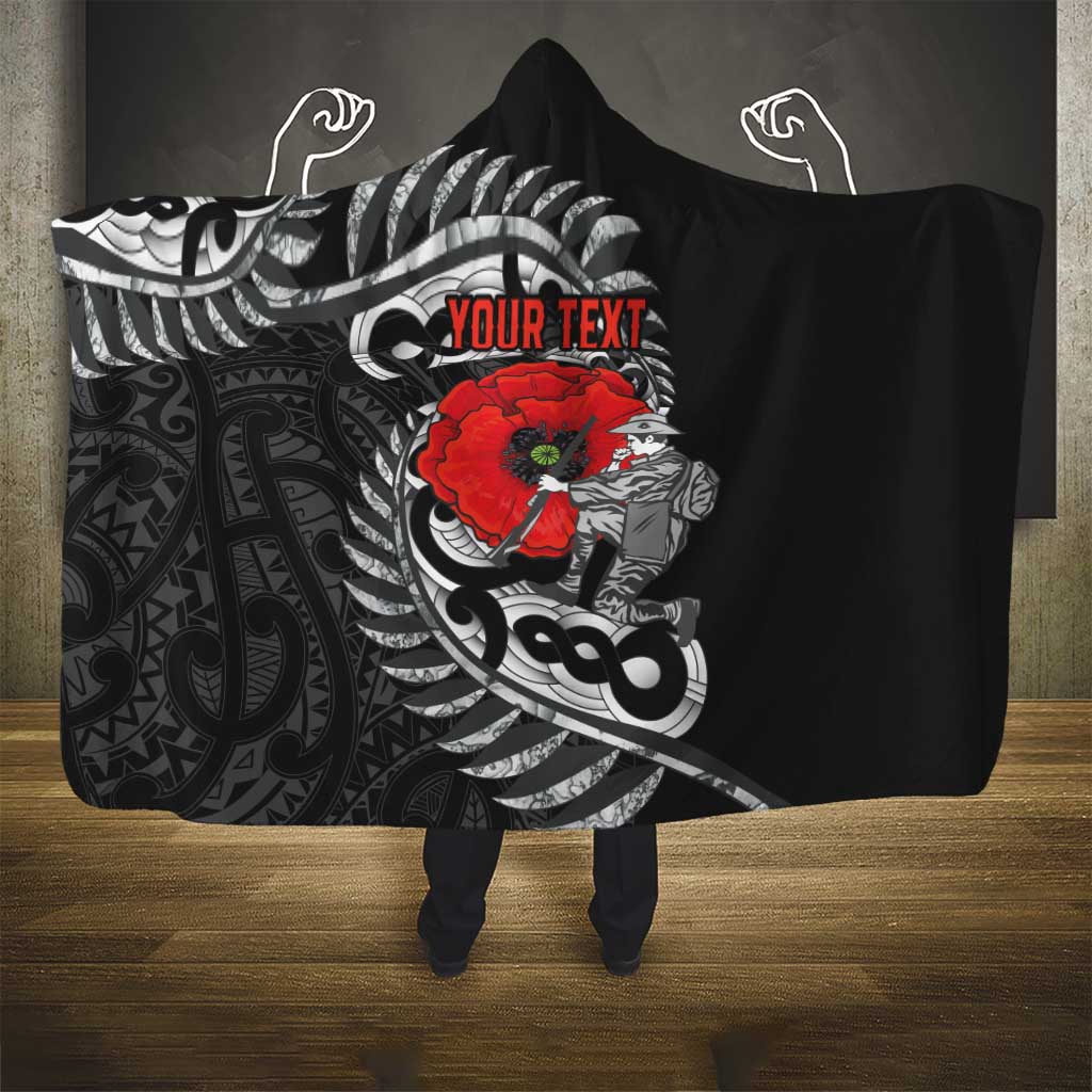 ANZAC Day Aotearoa Silver Fern Maori Personalised Hooded Blanket