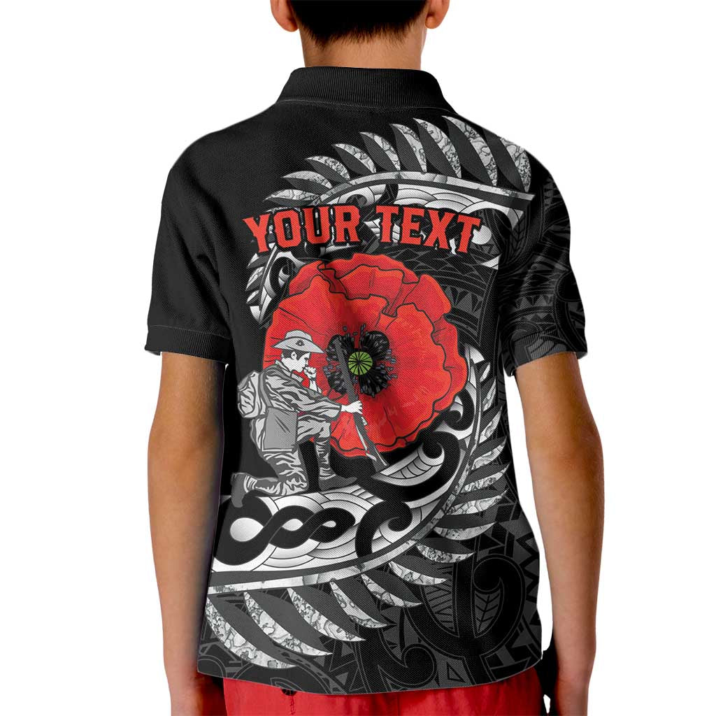 ANZAC Day Aotearoa Silver Fern Maori Personalised Kid Polo Shirt