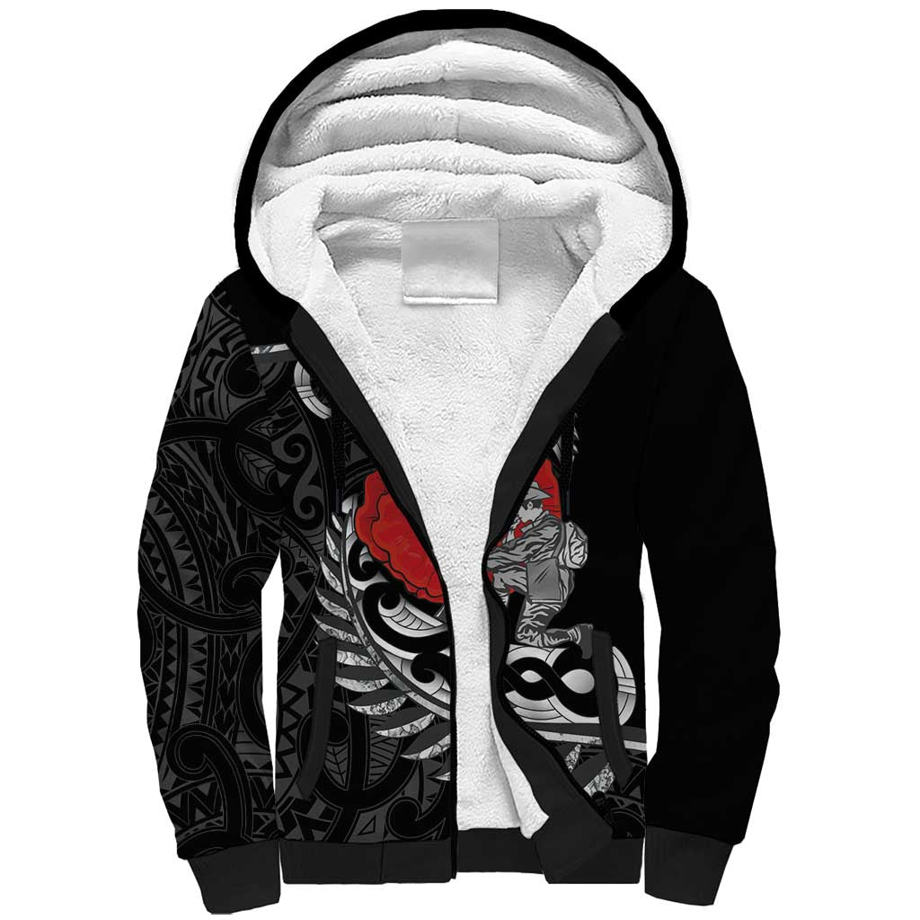 ANZAC Day Aotearoa Silver Fern Maori Personalised Sherpa Hoodie