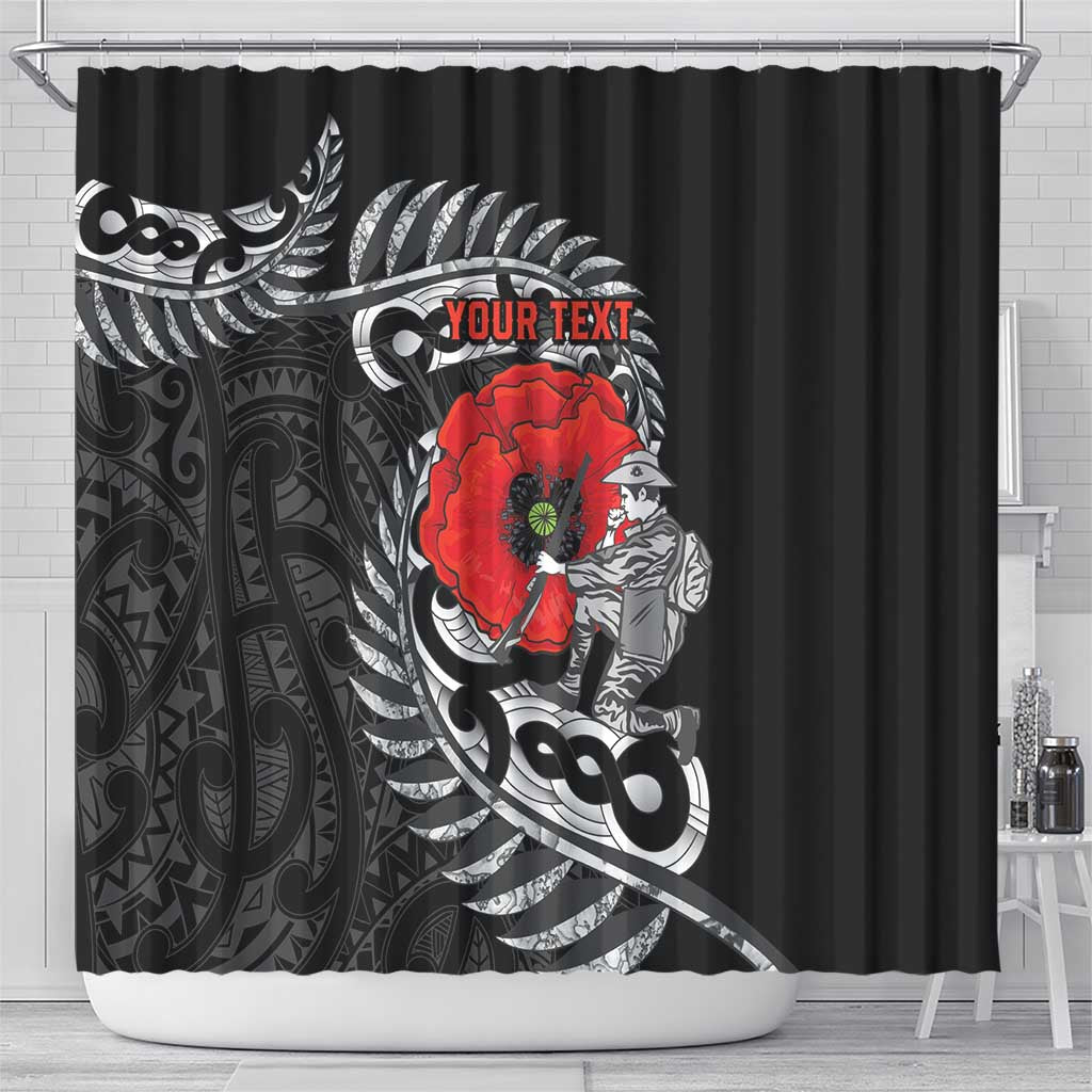 ANZAC Day Aotearoa Silver Fern Maori Personalised Shower Curtain LT9 - Polynesian Pride