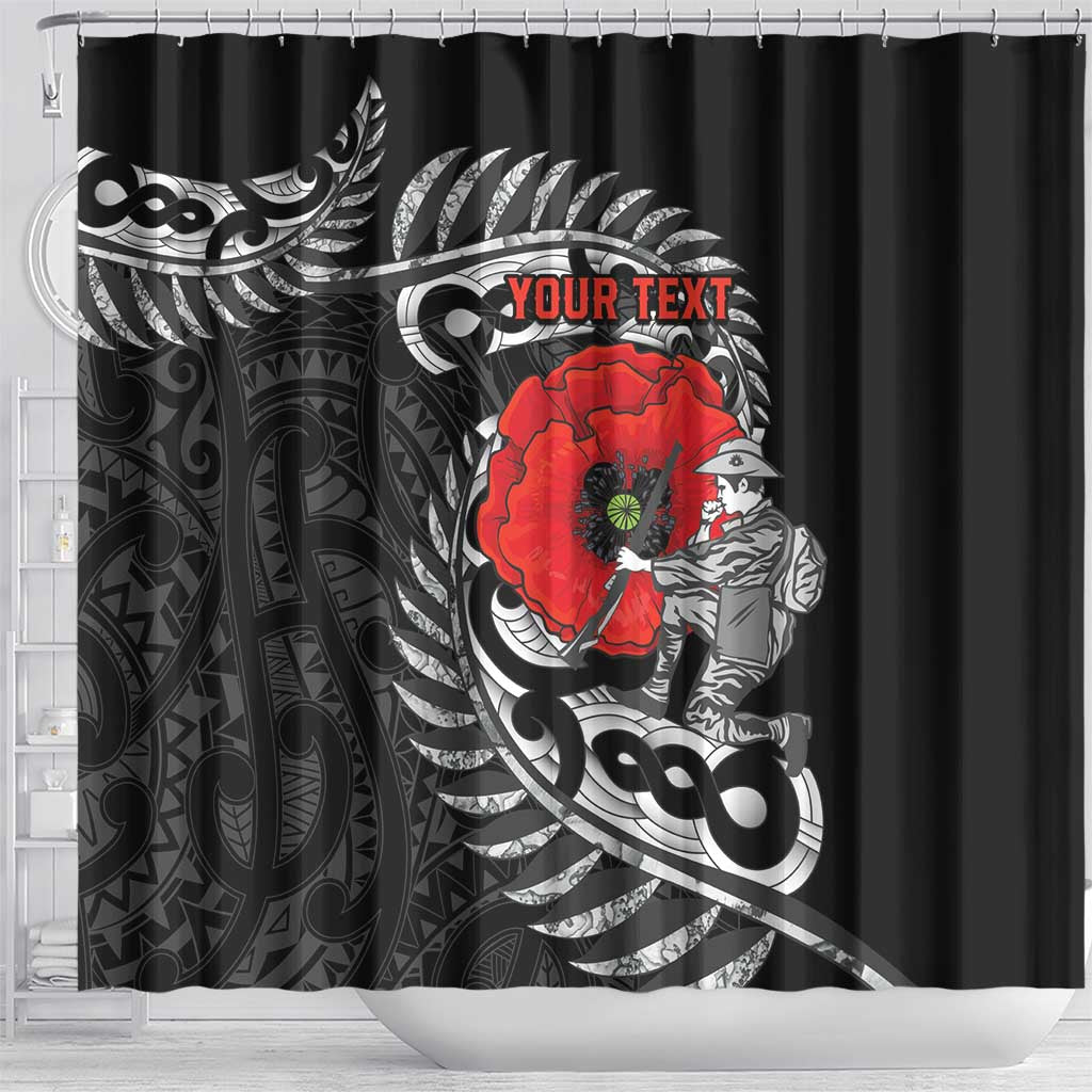 ANZAC Day Aotearoa Silver Fern Maori Personalised Shower Curtain LT9 - Polynesian Pride