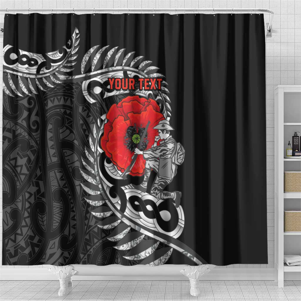 ANZAC Day Aotearoa Silver Fern Maori Personalised Shower Curtain LT9 - Polynesian Pride