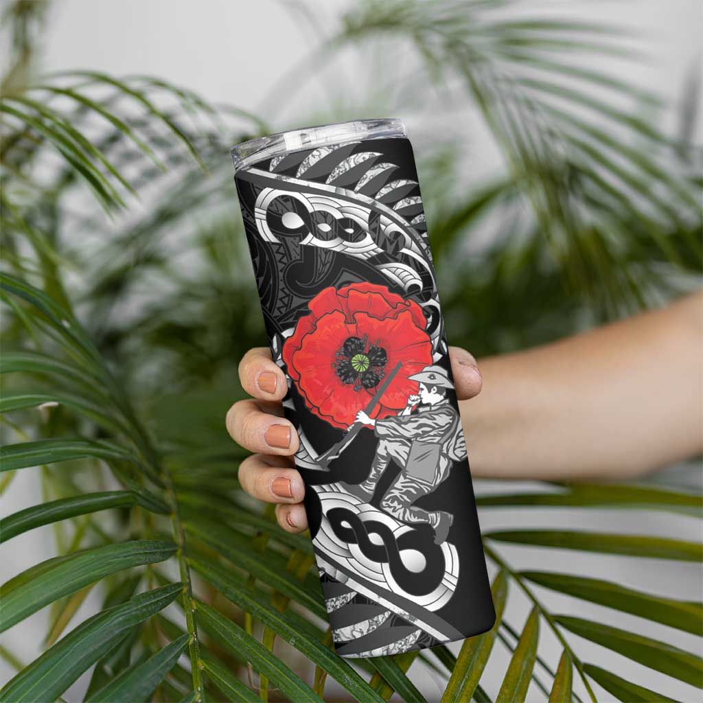 ANZAC Day Aotearoa Silver Fern Maori Personalised Skinny Tumbler