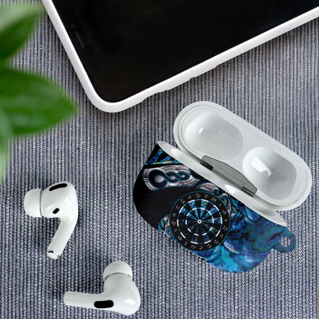 New Zealand Darts Personalised AirPods Case Aotearoa Silver Fern Blue Papua Shell Spirit - Polynesian Pride
