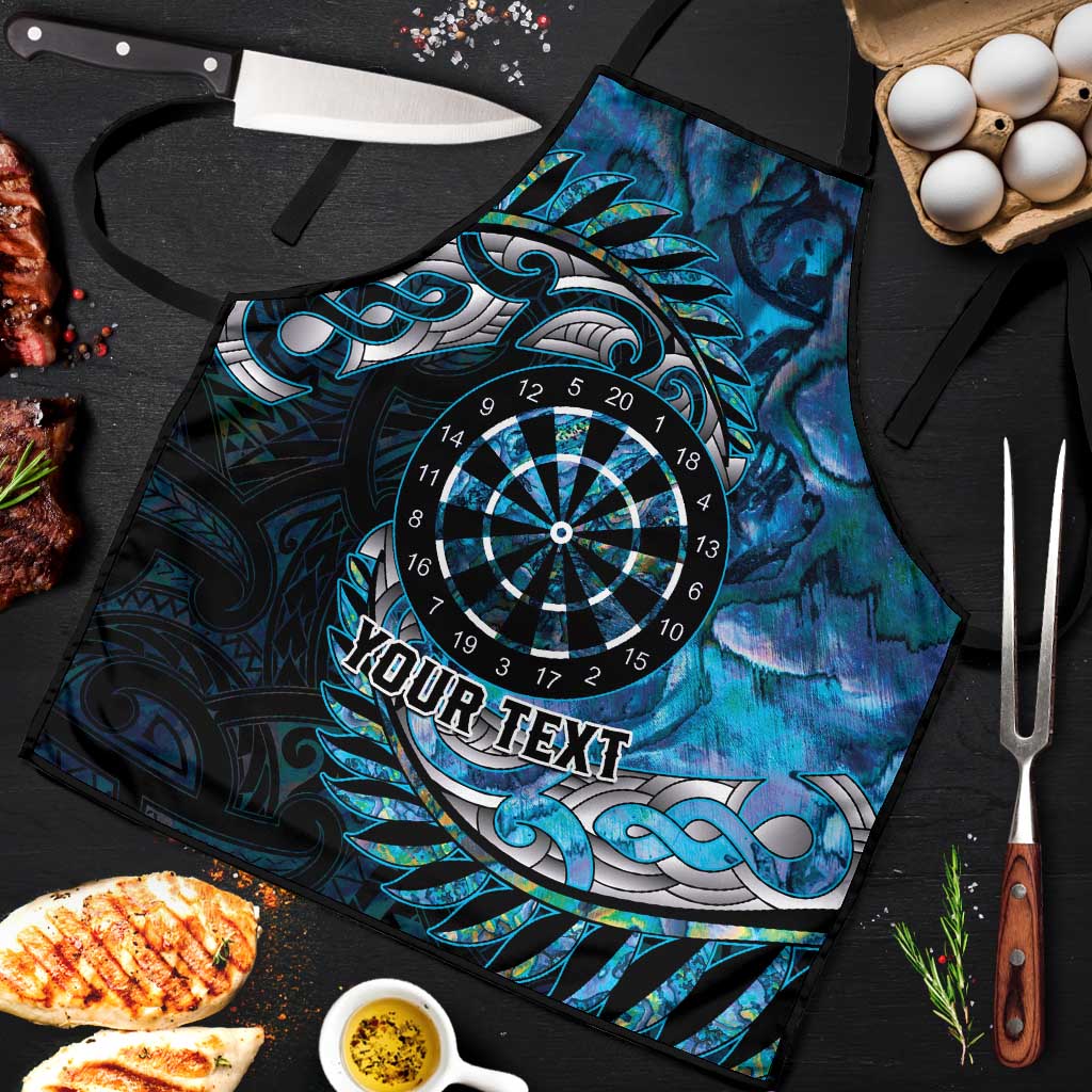 New Zealand Darts Personalised Apron Aotearoa Silver Fern Blue Papua Shell Spirit - Polynesian Pride