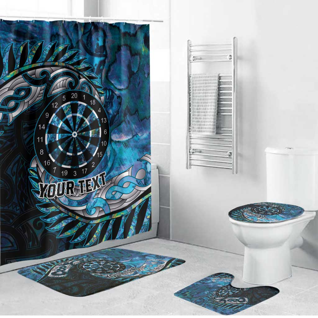 New Zealand Darts Personalised Bathroom Set Aotearoa Silver Fern Blue Papua Shell Spirit - Polynesian Pride
