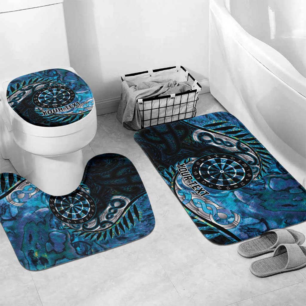 New Zealand Darts Personalised Bathroom Set Aotearoa Silver Fern Blue Papua Shell Spirit - Polynesian Pride