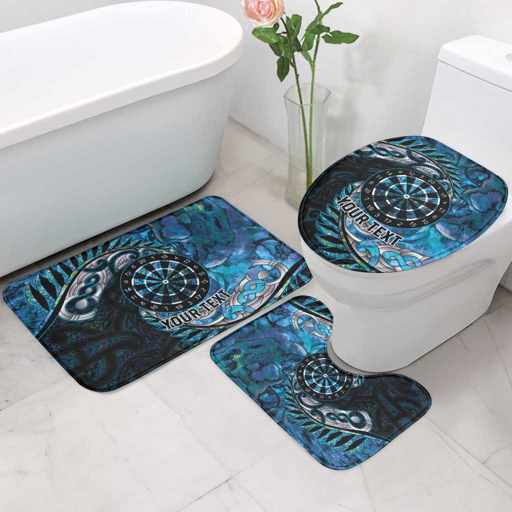 New Zealand Darts Personalised Bathroom Set Aotearoa Silver Fern Blue Papua Shell Spirit - Polynesian Pride