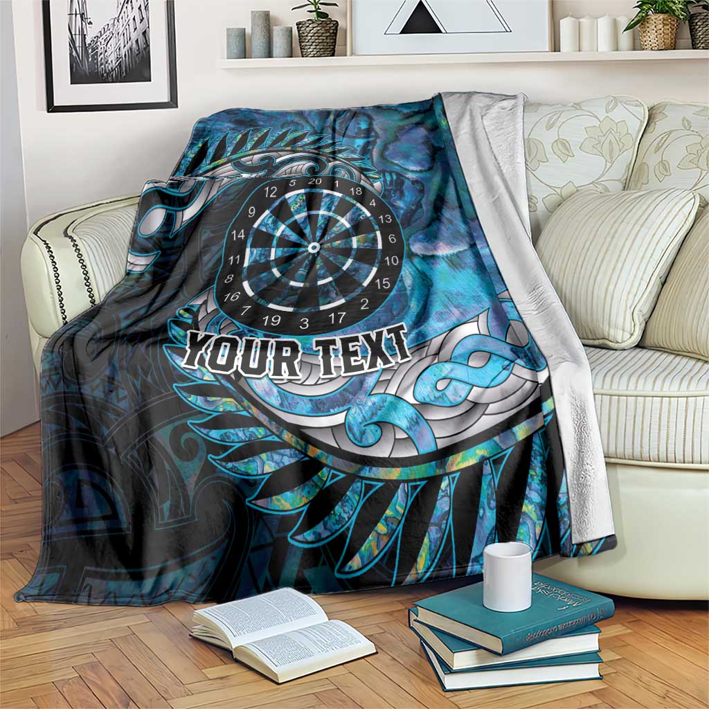 New Zealand Darts Personalised Blanket Aotearoa Silver Fern Blue Papua Shell Spirit