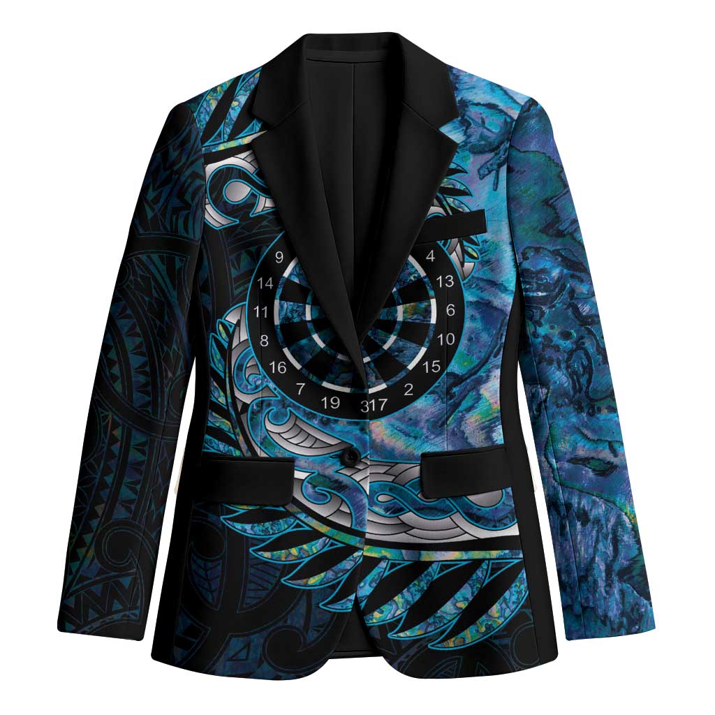 New Zealand Darts Personalised Blazer Aotearoa Silver Fern Blue Papua Shell Spirit - Polynesian Pride