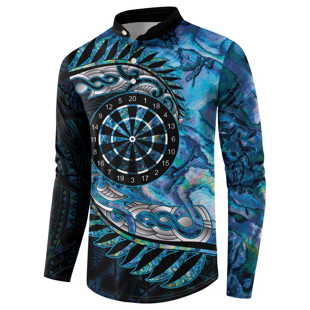 New Zealand Darts Personalised Button Sweatshirt Aotearoa Silver Fern Blue Papua Shell Spirit