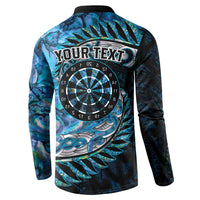 New Zealand Darts Personalised Button Sweatshirt Aotearoa Silver Fern Blue Papua Shell Spirit