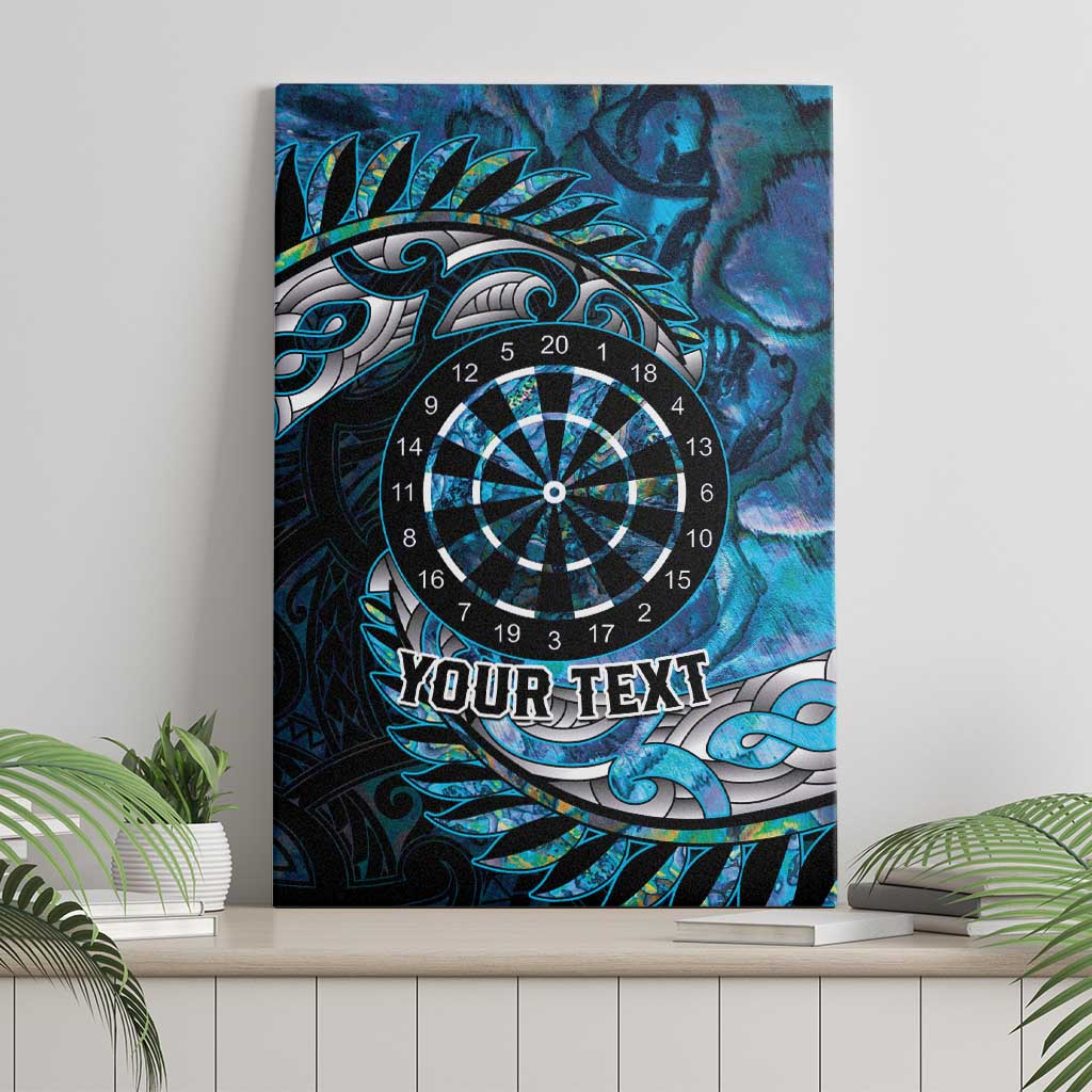 New Zealand Darts Personalised Canvas Wall Art Aotearoa Silver Fern Blue Papua Shell Spirit