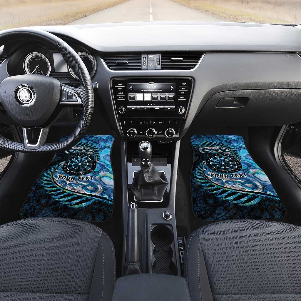 New Zealand Darts Personalised Car Mats Aotearoa Silver Fern Blue Papua Shell Spirit