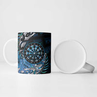 New Zealand Darts Personalised Ceramic Mug Aotearoa Silver Fern Blue Papua Shell Spirit - Polynesian Pride