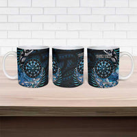 New Zealand Darts Personalised Ceramic Mug Aotearoa Silver Fern Blue Papua Shell Spirit - Polynesian Pride