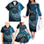 New Zealand Darts Personalised Family Matching Off The Shoulder Long Sleeve Dress and Hawaiian Shirt Aotearoa Silver Fern Blue Papua Shell Spirit