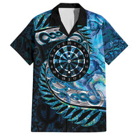 New Zealand Darts Personalised Family Matching Off Shoulder Maxi Dress and Hawaiian Shirt Aotearoa Silver Fern Blue Papua Shell Spirit LT9 Dad's Shirt - Short Sleeve Blue - Polynesian Pride