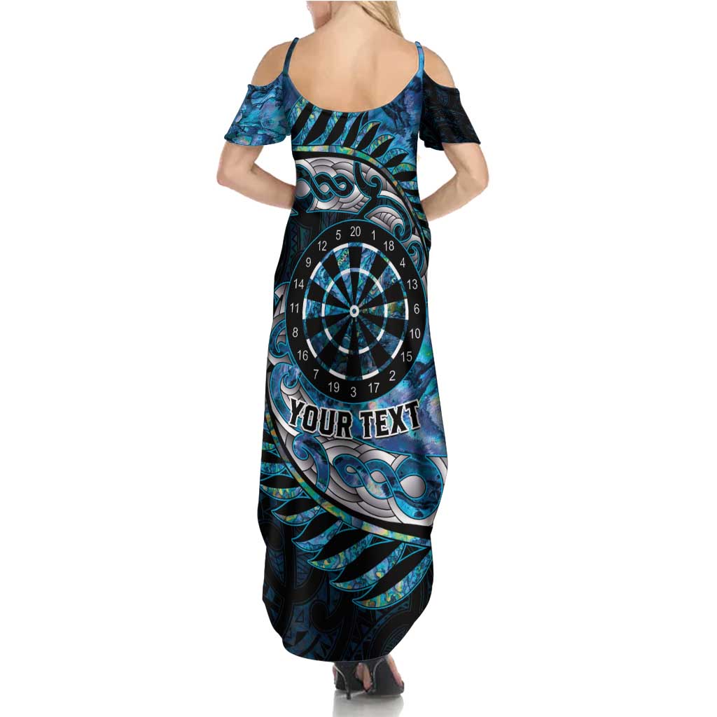 New Zealand Darts Personalised Family Matching Summer Maxi Dress and Hawaiian Shirt Aotearoa Silver Fern Blue Papua Shell Spirit