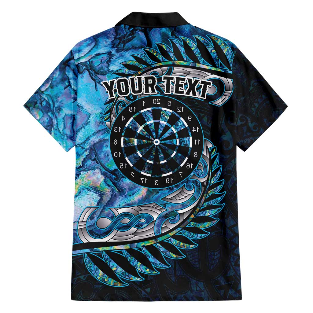 New Zealand Darts Personalised Hawaiian Shirt Aotearoa Silver Fern Blue Papua Shell Spirit