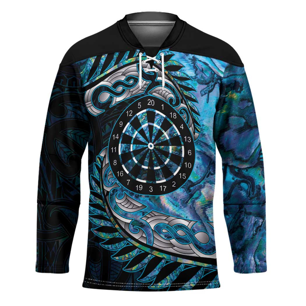 New Zealand Darts Personalised Hockey Jersey Aotearoa Silver Fern Blue Papua Shell Spirit - Polynesian Pride