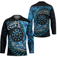 New Zealand Darts Personalised Hockey Jersey Aotearoa Silver Fern Blue Papua Shell Spirit - Polynesian Pride